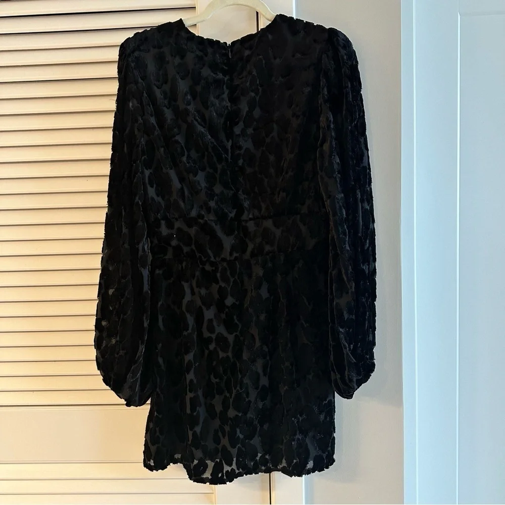 Bardot Black Velvet Burnout Plunging Mini Dress